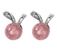 women's jewelry for Women, S925 White Mushroom Nail Female Korean Art Rabbit Earrings Temperament Cute Strawberry Crystal Girl Earrings