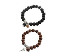 women's jewelry Hand Jewelry Set 2pcs Couples Wooden Bead Bracelet Beaded Wrist Chain Christian Cross Men's Women's Fashion Bracelets necklace