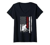Women's Jewelry Making American Flag Distressed USA Crafter V-Neck T-Shirt