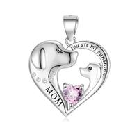 women's jewelry Sterling Silver You Are My Sunshine Mom Heart Dog Necklace Chain 12 Birthstone For Women Jewelry necklace