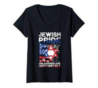 Womens Jewish Pride Unleavened and Unstoppable Star V-Neck T-Shirt