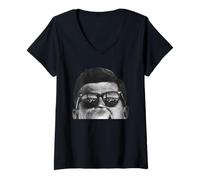 Womens JFK John F Kennedy Wearing Sunglasses V-Neck T-Shirt