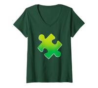 Women's Jigsaw Puzzle Piece Puzzle Piece Costume V-Neck T-Shirt