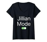 Womens Jillian Mode On First Name Smartphone Design Novelty V-Neck T-Shirt