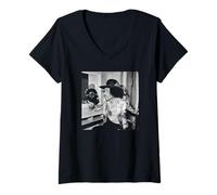 Womens Jimi Hendrix with Curtis Knight Record Hush Now 1967 V-Neck T-Shirt