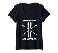 Womens Jiminy Peak Mountain Skier Down Hill Alpine Ski Skiing Skis V-Neck T-Shirt