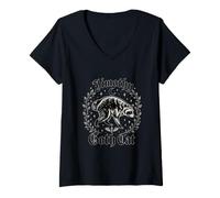 Women's Jimothy Goth Cat Gothic Raccoon Cemetery Moon Vintage Horror V-Neck T-Shirt