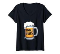 Womens Jingle Beers Funny Christmas Beer Lover Cheers V-Neck T-Shirt