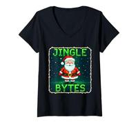 Womens Jingle Bytes Christmas Programmer Coder Computer Engineer V-Neck T-Shirt