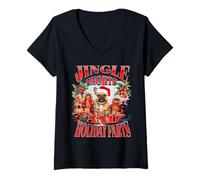 Womens Jingle Snorts Holiday Farts Christmas French Bulldog Funny V-Neck T-Shirt