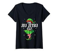 Womens Jiu Jitsu Elf Christmas Girls Women Elf Squad Xmas Family V-Neck T-Shirt