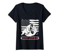 Women's Jiu Jitsu Fighter American BJJ V-Neck T-Shirt