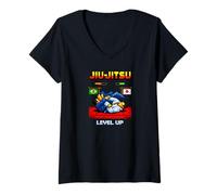 Women's Jiu-Jitsu Retro Video Game Level UP V-Neck T-Shirt