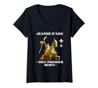 Womens Joan D'arc History Orleans God First Served France V-Neck T-Shirt
