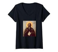 Womens Joannicius The Great Byzantine Christian Icon Art V-Neck T-Shirt