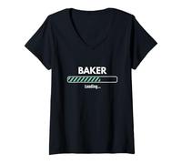 Women's Job Loading Baker Baking Pastry Chef Enthusiast V-Neck T-Shirt