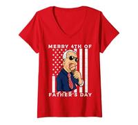 Womens Joe Biden Confused Merry 4th of Father’s Day Ice Cream Funny V-Neck T-Shirt