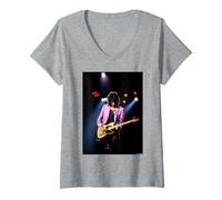 Womens Joe Perry Aerosmith Live in Boston by Michael Grecco V-Neck T-Shirt