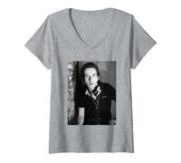 Women's Joe Strummer The Clash Soho Recording By David Corio V-Neck T-Shirt