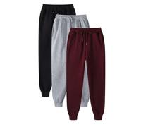 Womens Joggers 3 Piece Tracksuit Bottoms Baggy Elastic Sweatpants with Pockets Hip Hop Trouser Classic Warm Sweatpants Fashion Relaxed Pants for Fitness Training Trouser (Brick Red, S)