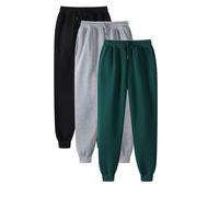 Womens Joggers 3 Piece Tracksuit Bottoms Baggy Elastic Sweatpants with Pockets Hip Hop Trouser Classic Warm Sweatpants Fashion Relaxed Pants for Fitness Training Trouser (Blackish Green, XL)