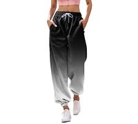 Womens Joggers Cinch Bottom Sweatpants with Pockets Straight Leg Tracksuits Bottoms Elasticated Waist Ladies Jogging Bottoms Baggy Fleece Trousers(02 Black,XXL)