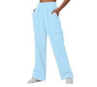 Womens Joggers Elasticat High Waisted Sweatpants Wide Leg Cargo Trousers Baggy Jogging Pants Solid Colour Running Gym Workout Tracksuit Bottoms with Cargo Pockets Casual Lounge Athletic Active