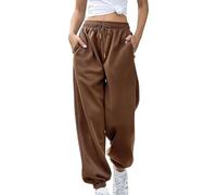 Womens Joggers Thermal Trousers Women Cuffed Fleece Lined Straight Leg Jogger Plus Size Fleece Lined Joggers Womens Ladies Stretch Trousers Petite Yoga Pants Plus Size Clothing Dark Brown