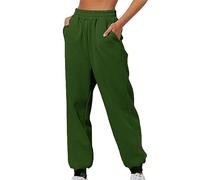 Womens Joggers Tracksuit Bottom High Waist Cotton Trousers with Pockets Workout Pants Yoga Running Sweatpants Lounge Fashion Pants for Gym Workouts Trouser (Green, L)