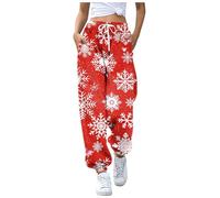 Womens Joggers Tracksuit Bottoms Cotton Jogging Bottoms Straight Leg Sweatpants Lounge Pants Sports Trousers Fleece Pants High Waist Walking Christmas Trousers
