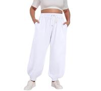 Womens Joggers Tracksuit Bottoms Oversize Jogging Bottoms with Pockets Casual Jogging Pants Trendy Classic Sweatpants Fashion Tapered Pants for Fitness Training Trouser (White, XXXL)