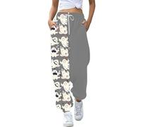 Women's Jogging Bottoms with Elastic Band Funny Skull Pumpkin Pattern Sports Trousers Women's Cotton Halloween Costume Casual Training Trousers with Pockets Fabric Trousers Leisure Trousers Y2k