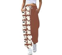 Women's Jogging Bottoms with Elastic Band Funny Skull Pumpkin Pattern Sports Trousers Women's Cotton Halloween Costume Casual Training Trousers with Pockets Fabric Trousers Leisure Trousers Y2k