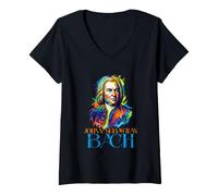 Women's Johan Sebastian Bach Retro V-Neck T-Shirt