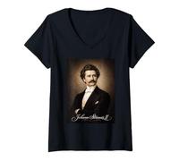 Women's Johann Strauss Composser Pianist V-Neck T-Shirt