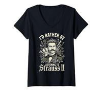 Women's Johann Strauss Composser Pianist V-Neck T-Shirt