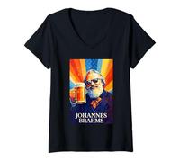 Women's Johannes Brahms Composer V-Neck T-Shirt
