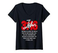 Womens John 3:16 Catholic Bible Verses V-Neck T-Shirt