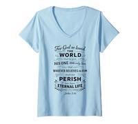 Women's John 3:16 Eternal Life Christian Scripture Faith Bible Verse V-Neck T-Shirt