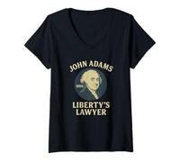 Womens John Adams Liberty’s Lawyer 1800 Founding Father V-Neck T-Shirt