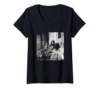 Womens John Lennon The Beatles Yoko ONO Anti-War Bed-in 1969 V-Neck T-Shirt