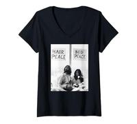 Womens John Lennon Yoko ONO Anti-War Bed-in 1969 The Beatles V-Neck T-Shirt