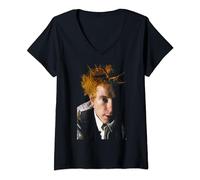 Womens John Lydon PIL Colour Print By Stephen Wright V-Neck T-Shirt