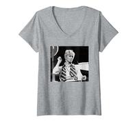 Womens John Peel OBE Radio 1 DJ 1982 by Virginia Turbett V-Neck T-Shirt