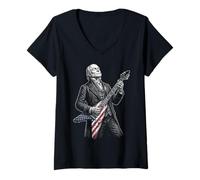 Women's John Quincy Adams Guitar V-Neck T-Shirt
