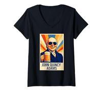 Womens John Quincy Adams Portrait V-Neck T-Shirt
