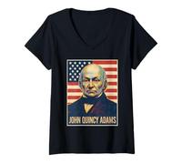 Womens John Quincy Adams Portrait V-Neck T-Shirt