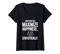 Women's John Stuart Mills Maximize Happiness ... Statistically V-Neck T-Shirt