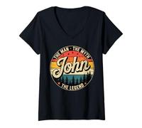Womens John The Man The Myth The Legend Vintage 90's V-Neck T-Shirt