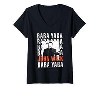 Women's John Wick Baba Yaga Repeating Text & Photo Action Movie V-Neck T-Shirt